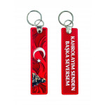 "Kahrolayım Senden Başka Seversem" Türk Asker Bayrak Çift Taraflı Anahtarlık 3d, (12 cm x 3 Cm)