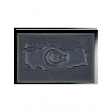 Türkiye Haritası Ay Yıldız 3D Plastik Tpu Siyah Patch, Yeni Tip, Cırtlı, Standart Ölçü,