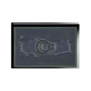 Türkiye Haritası Ay Yıldız 3D Plastik Tpu Siyah Patch, Yeni Tip, Cırtlı, Standart Ölçü,