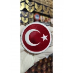  "Yuvarlak beyaz kenarlı türk bayrağı 7cm" Atatürk patch Arma 9.5 cm 3d, 2025 Yeni Model Tip Cırtlı,