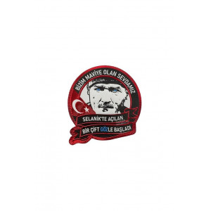 "Bizim Maviye Olan Sevdamız" Atatürk patch Arma 9.5 cm 3d, 2025 Yeni Model Tip Cırtlı, 1.sınıf
