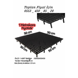50cm x50cm x 8 cm Yükseklikte 1 Adet Plastik Güvercin Kümes Taban Izgarası (siyah)